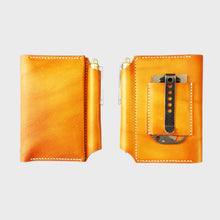 Load image into Gallery viewer, Tan leather wallet white stitching, image