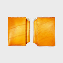 Load image into Gallery viewer, Tan leather wallet with white stitching, image
